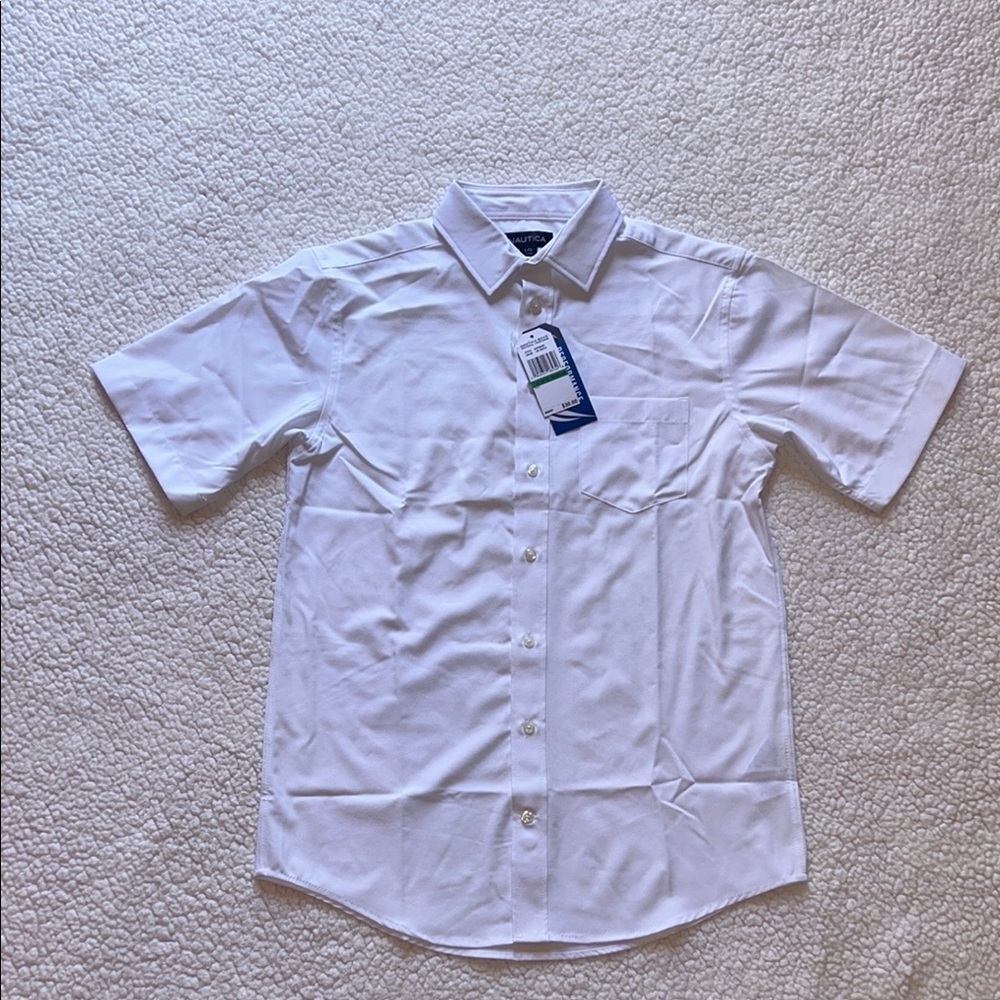 Nautica Kids White Short Sleeve Button-Down Shirt
